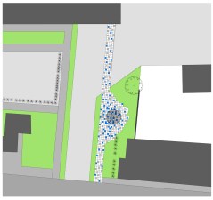 plattegrond van de plaatsing van de boekenboom door de architect